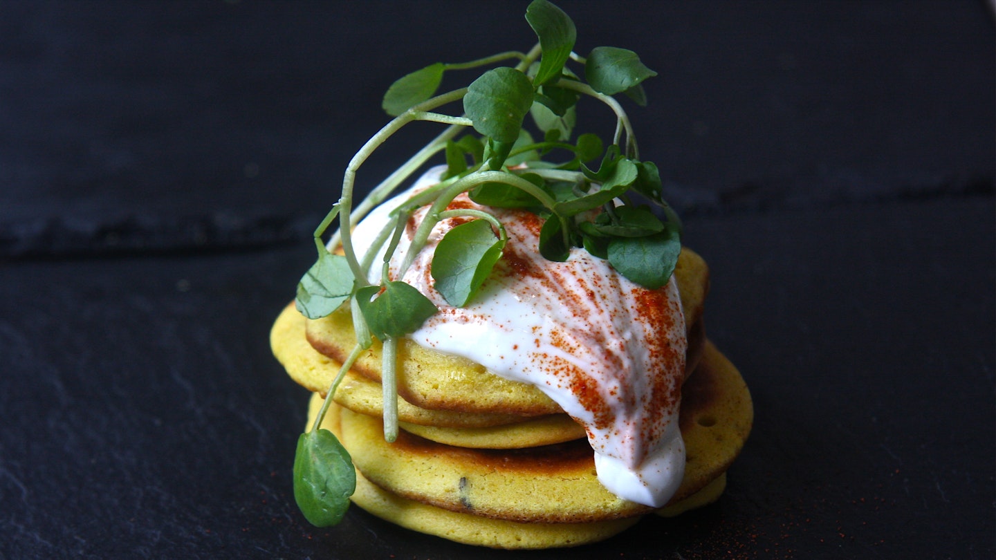 #MeatFreeMonday Recipe: Chickpea flour pancakes with coriander chutney & chilli beet
